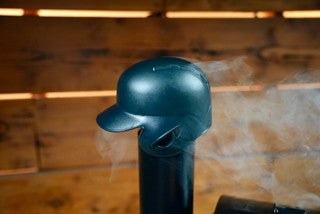 Baseball Batting Helmet BBQ Chimney Cap - Black.