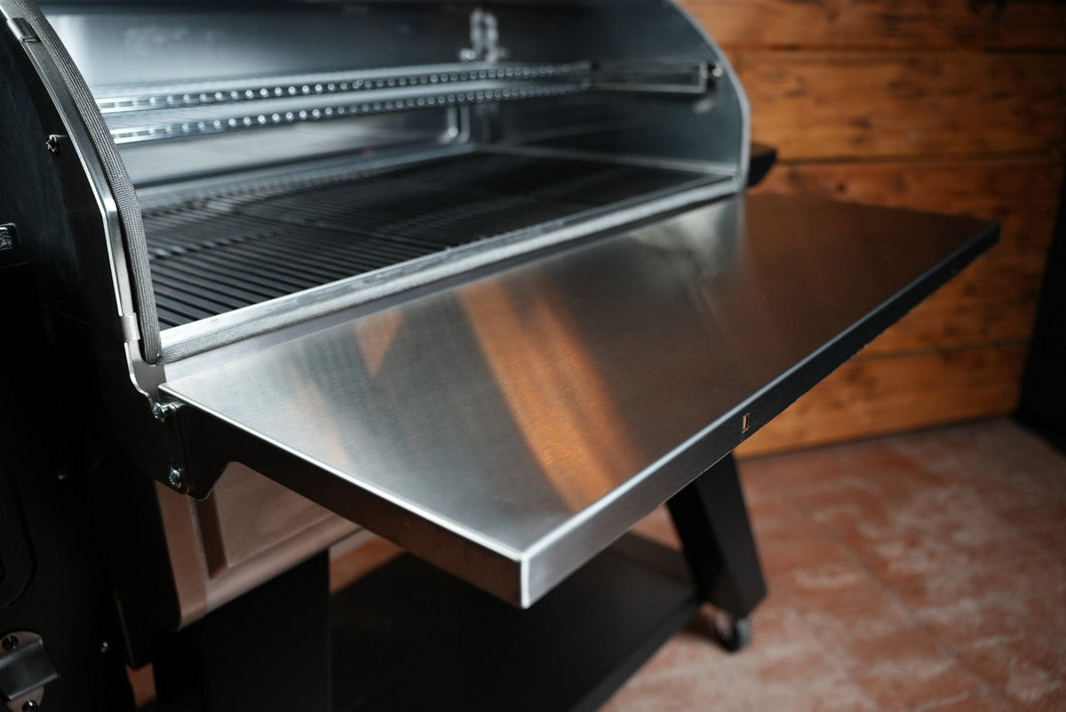 Tactical Stainless Folding Front Shelf for Camp Chef Woodwind 36 / Pro 36 / CL 36.