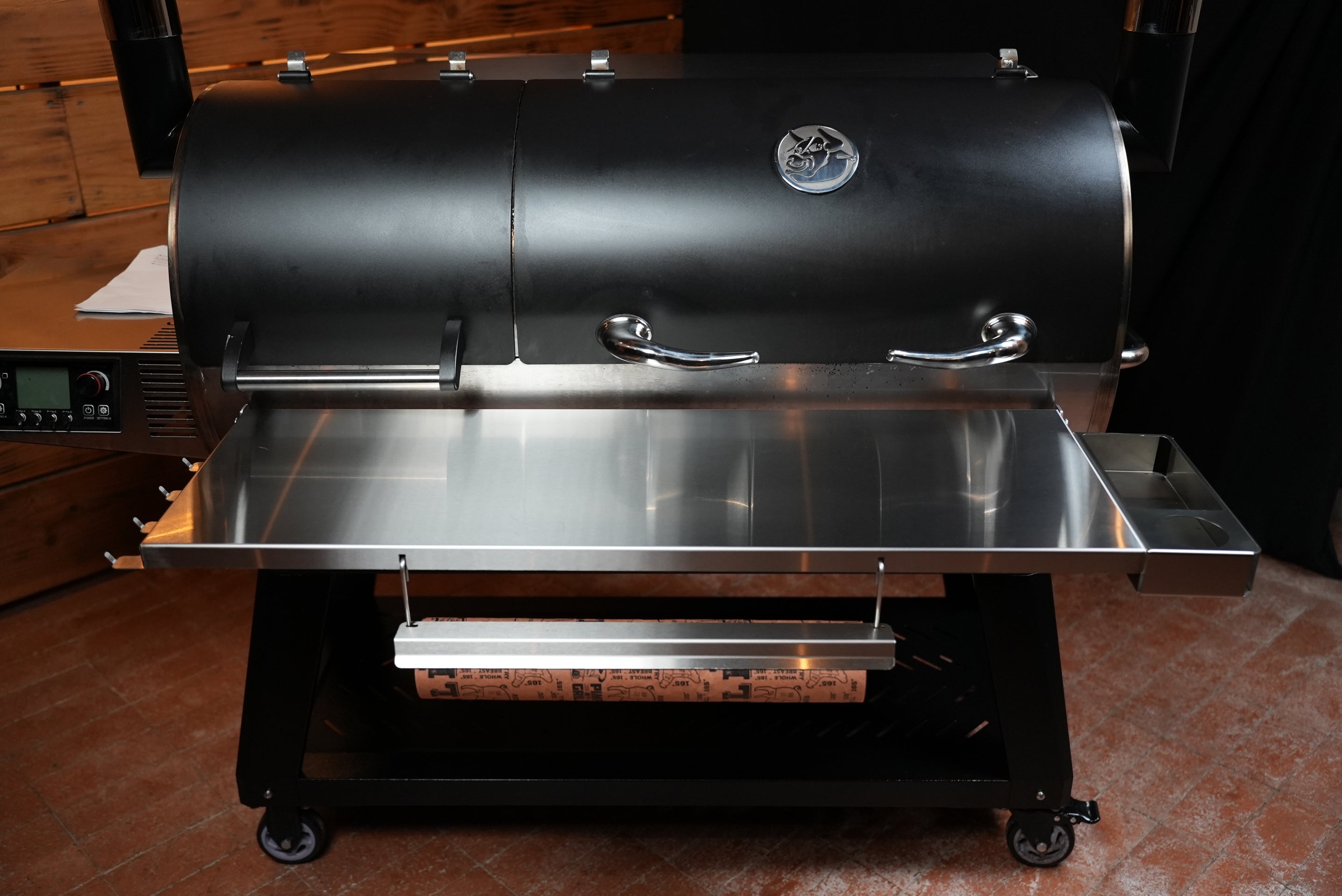 Tactical Stainless Folding Front Shelf for Recteq Backyard Beast 1000 & 1200, Flagship XL 1400, DualFire 1200.