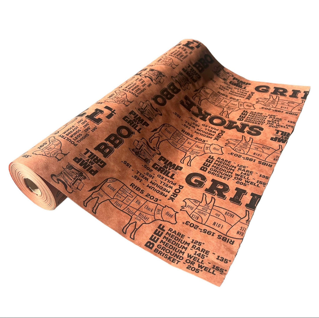 Pink Butcher Paper w/Temps & Butcher Maps 18in x 175ft.