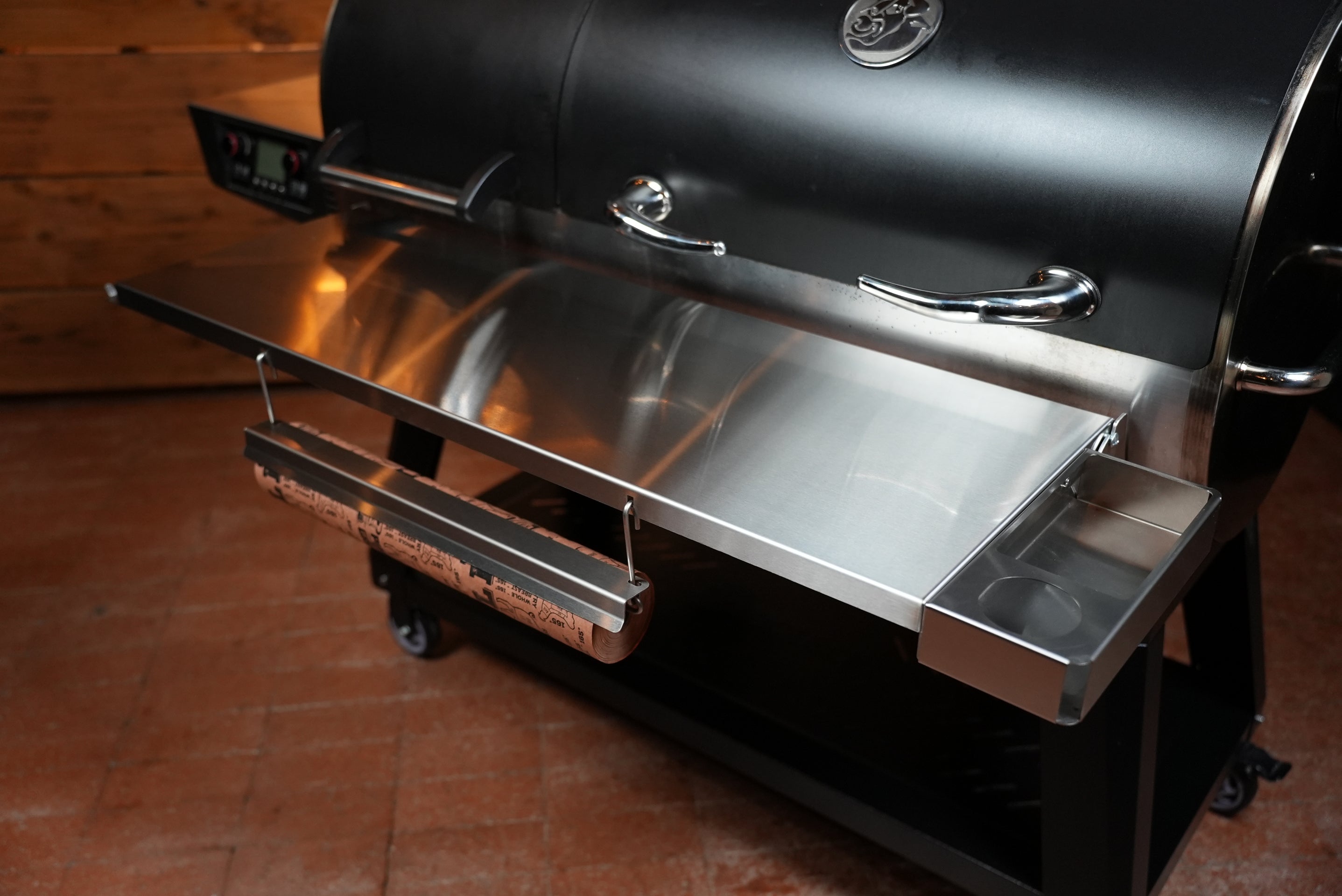 Tactical Stainless Folding Front Shelf for Recteq Backyard Beast 1000 & 1200, Flagship XL 1400, DualFire 1200.