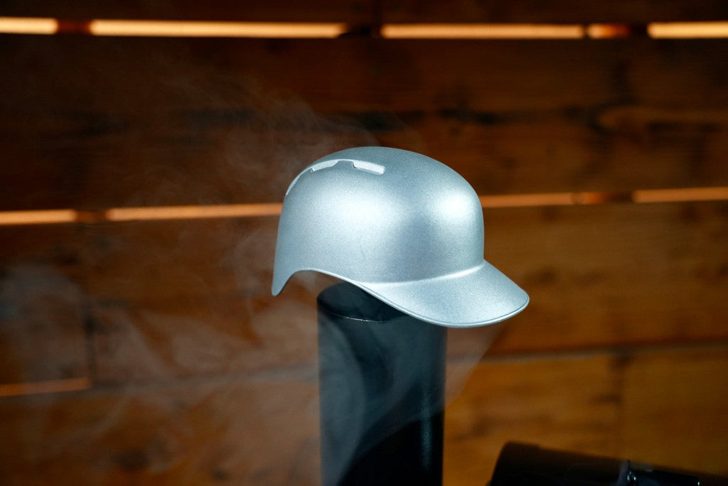 Baseball Batting Helmet BBQ Smoke Stack Chimney Cap - Silver.