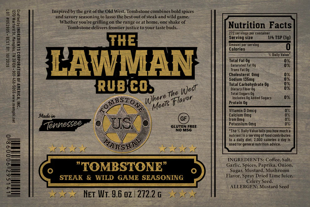 Tombstone Steak and Wild Game seasoning - Lawman Rub Co.
