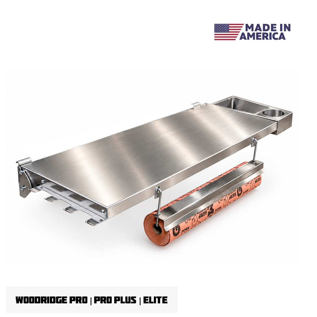 Traeger Woodridge Pro / Pro Plus / Elite | Pimp My Grill® Tactical Stainless Folding Front Shelf