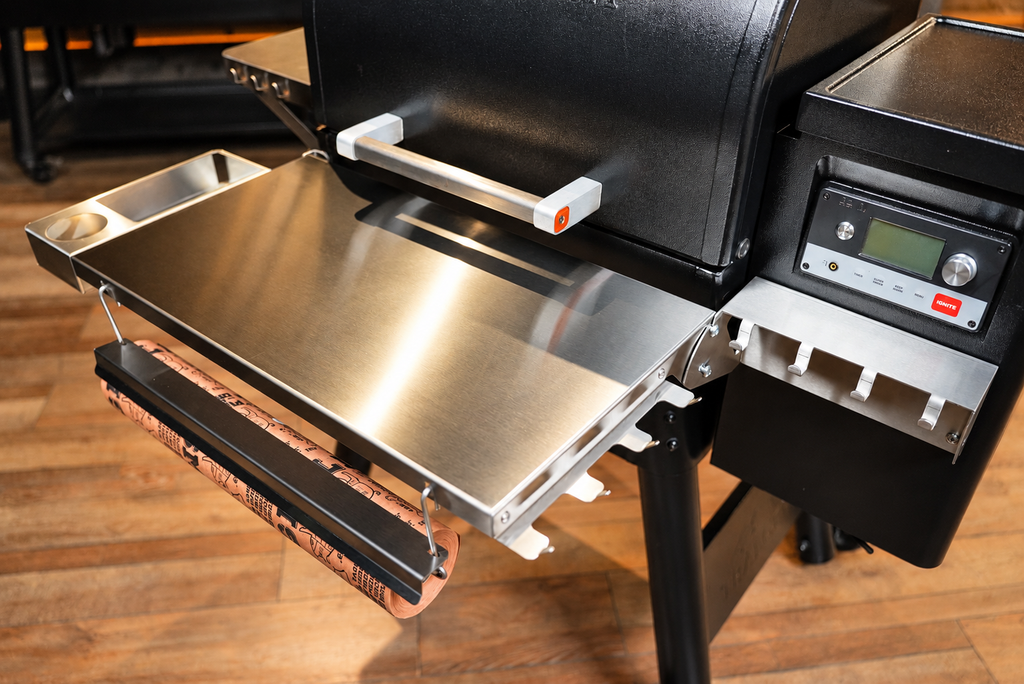 Traeger Timberline 850 | Pimp My Grill® Tactical Stainless Folding Front Shelf