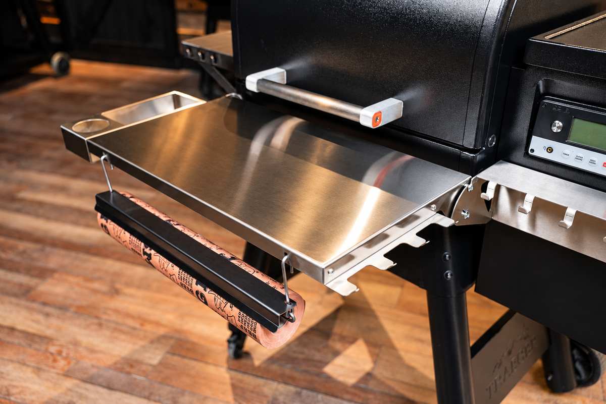 Traeger Timberline 850 | Pimp My Grill® Tactical Stainless Folding Front Shelf