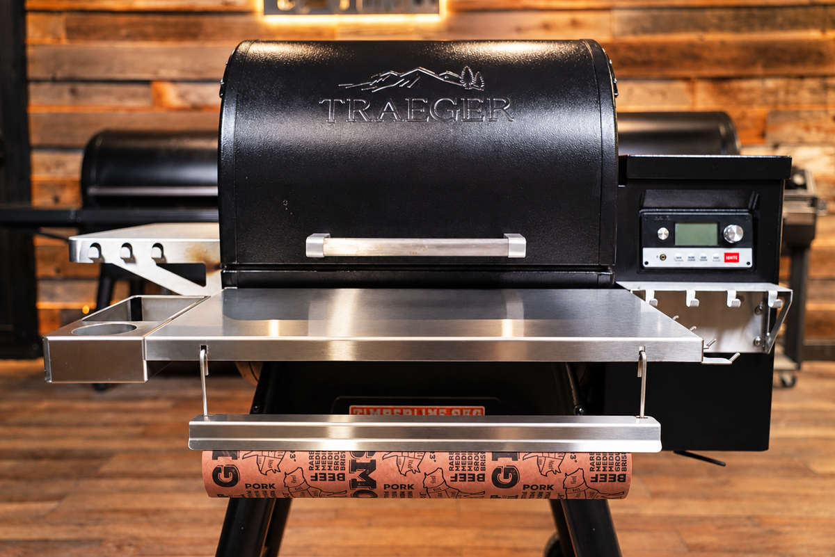 Traeger Timberline 850 | Pimp My Grill® Tactical Stainless Folding Front Shelf