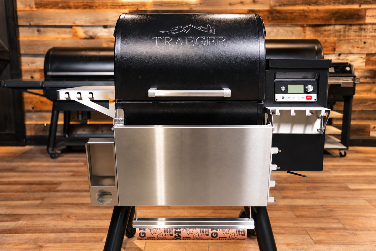 Traeger Timberline 850 | Pimp My Grill® Tactical Stainless Folding Front Shelf