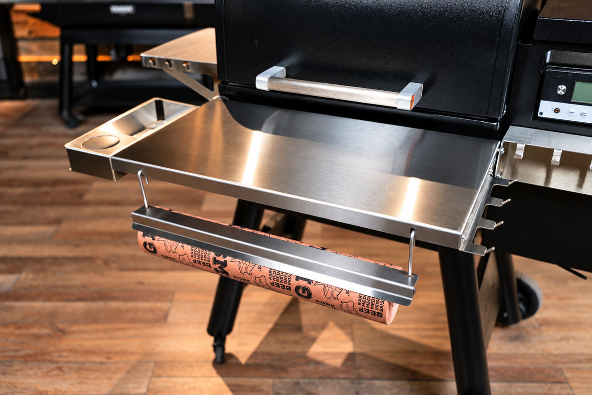 Traeger Timberline 850 | Pimp My Grill® Tactical Stainless Folding Front Shelf