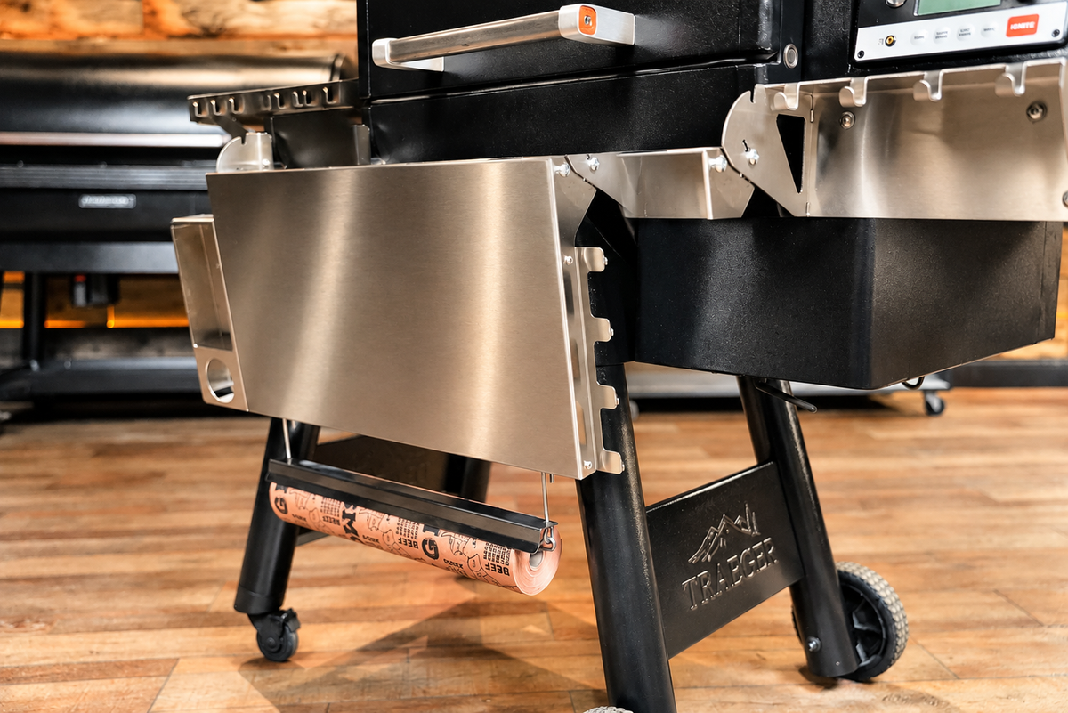 Traeger Timberline 850 | Pimp My Grill® Tactical Stainless Folding Front Shelf