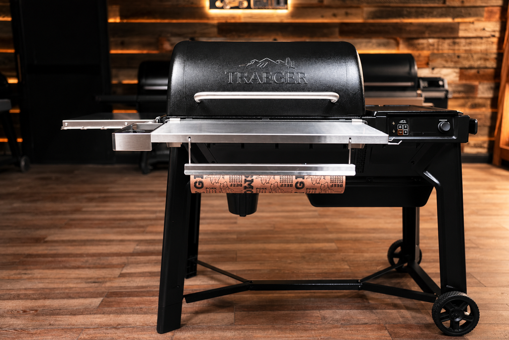 Traeger Woodridge | Pimp My Grill® Tactical Stainless Folding Front Shelf