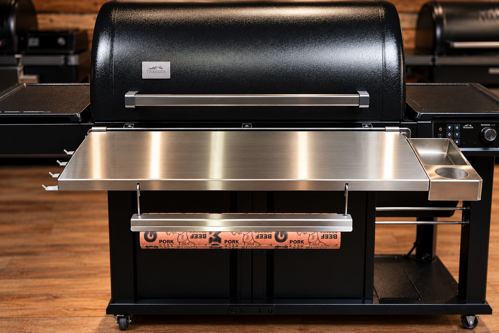 Traeger Woodridge Pro / Pro Plus / Elite | Pimp My Grill® Tactical Stainless Folding Front Shelf