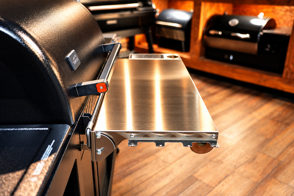 Traeger Woodridge Pro / Pro Plus / Elite | Pimp My Grill® Tactical Stainless Folding Front Shelf