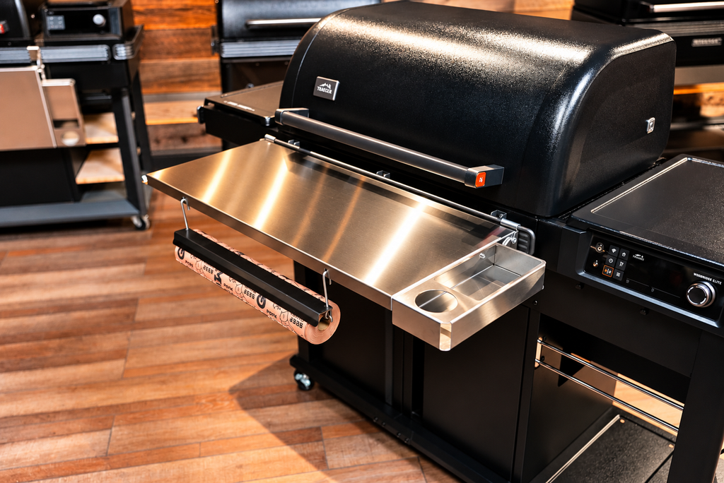 Traeger Woodridge Pro / Pro Plus / Elite | Pimp My Grill® Tactical Stainless Folding Front Shelf